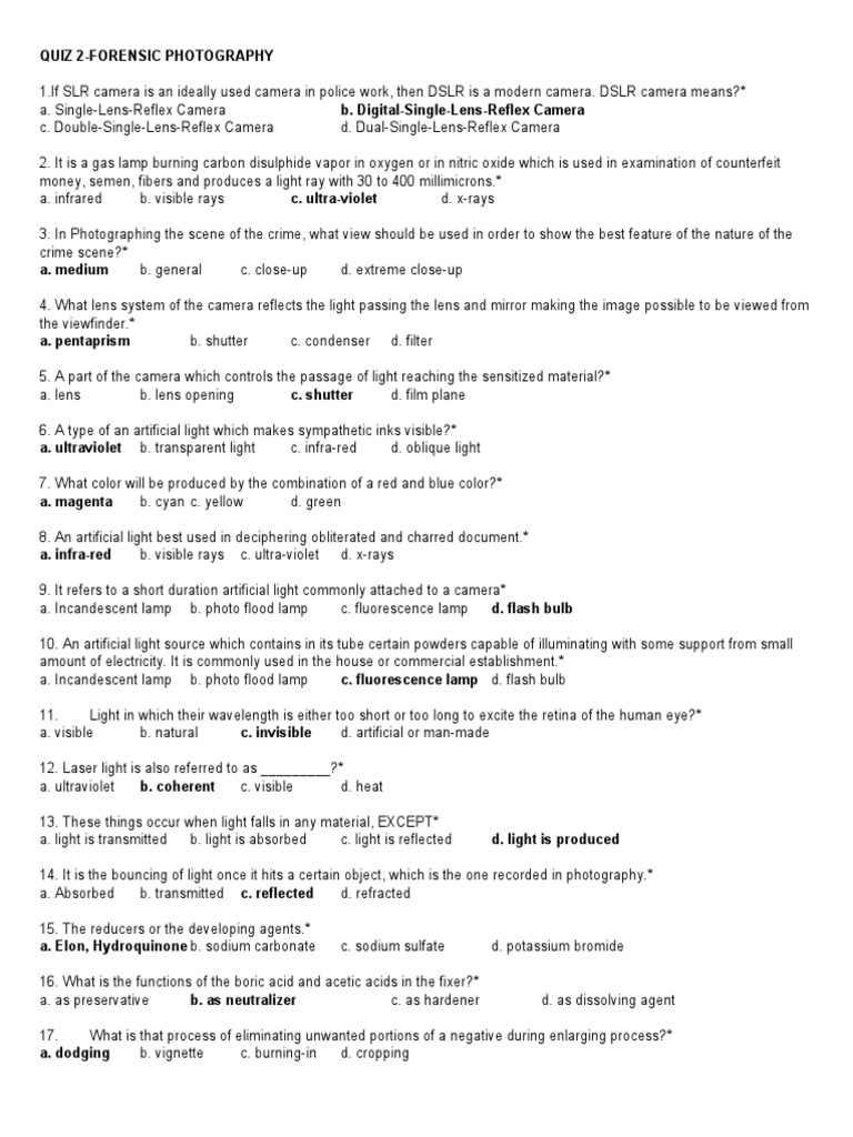 FRNSC Quiz 2 PDF Camera Film Speed