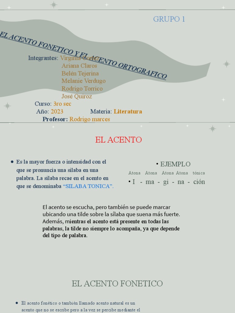 Acento Fonético y Ortográfico Explicado | PDF