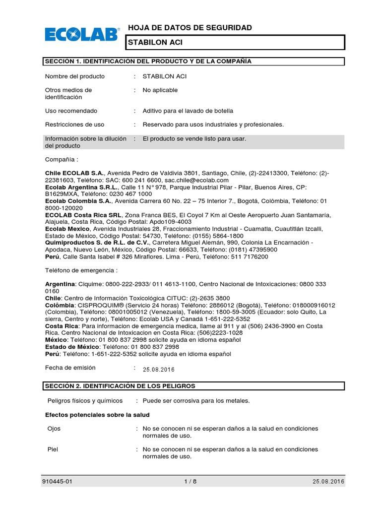 Stabilon Aci (910445) - Sds-Local | PDF