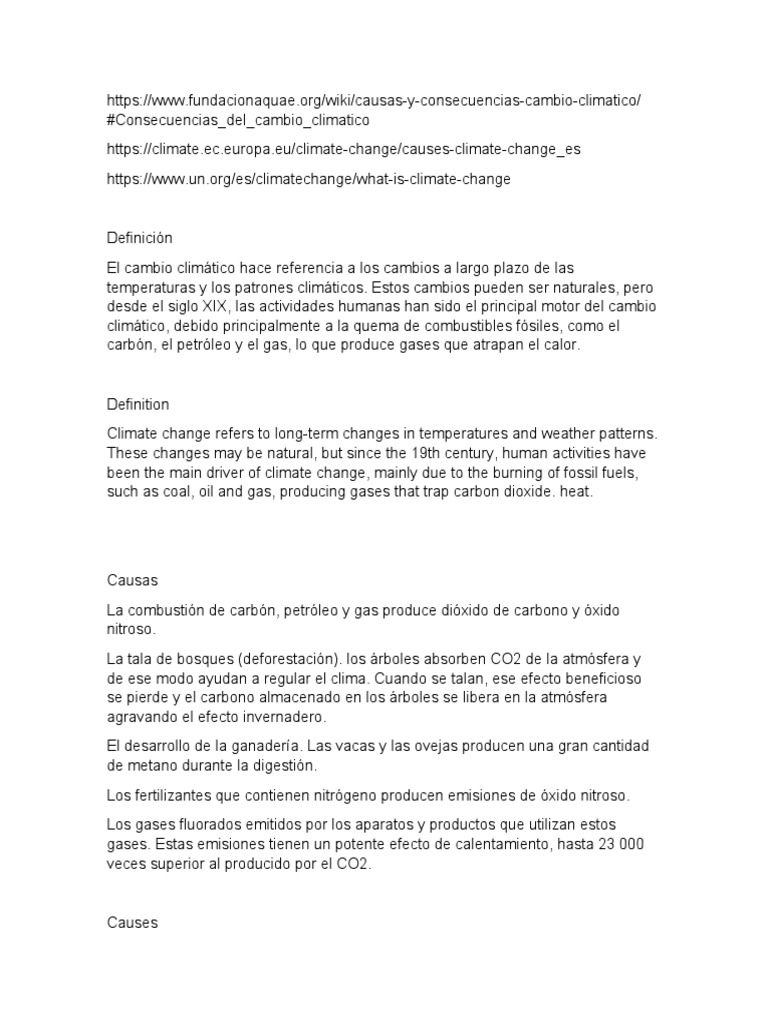 Impacto y Soluciones al Cambio Climático | PDF | Gases de efecto ...