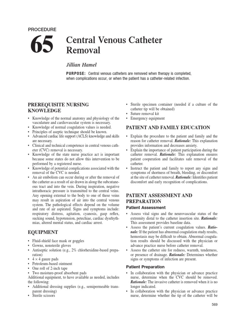 CVC Removal | Download Free PDF | Intravenous Therapy | Vein