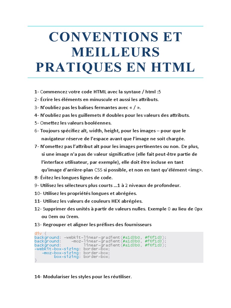 Meilleures pratiques en HTML | PDF | Html | Langage de balisage