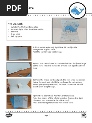 Whale Pop Up Card Instructions