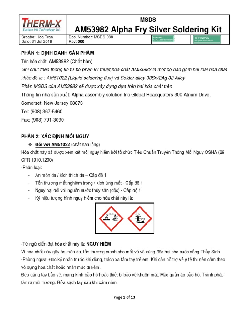 MSDS038REV000 AM53982 Alpha Fry silver soldering kit PDF