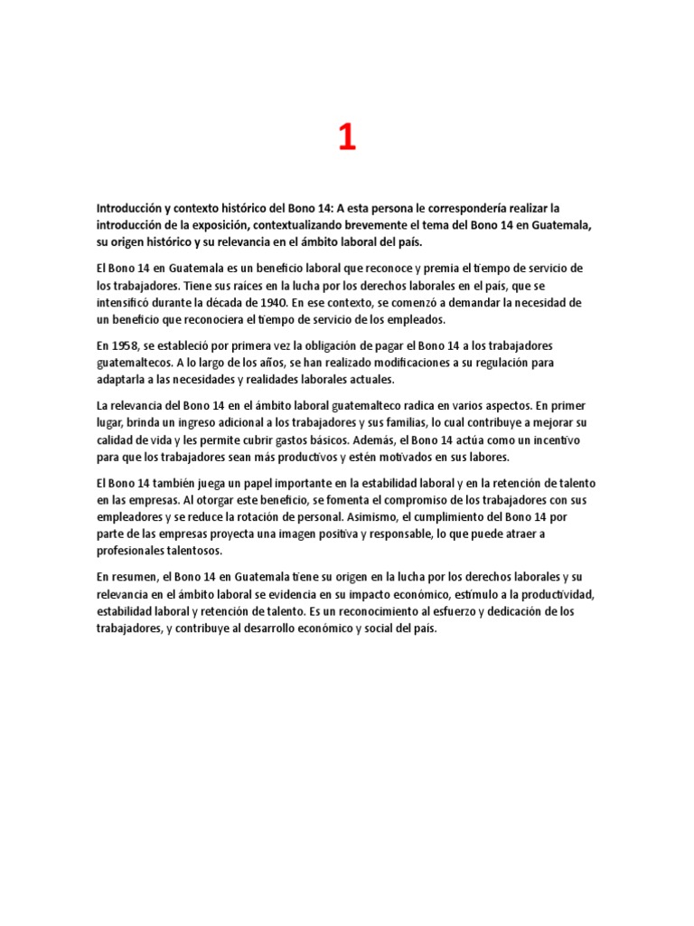 Bono 14 en Guatemala Expo Temas | PDF | Salario | Derecho laboral