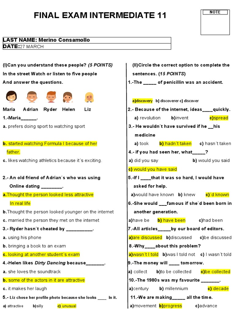 Final Exam Intermediate 11 Guide | PDF
