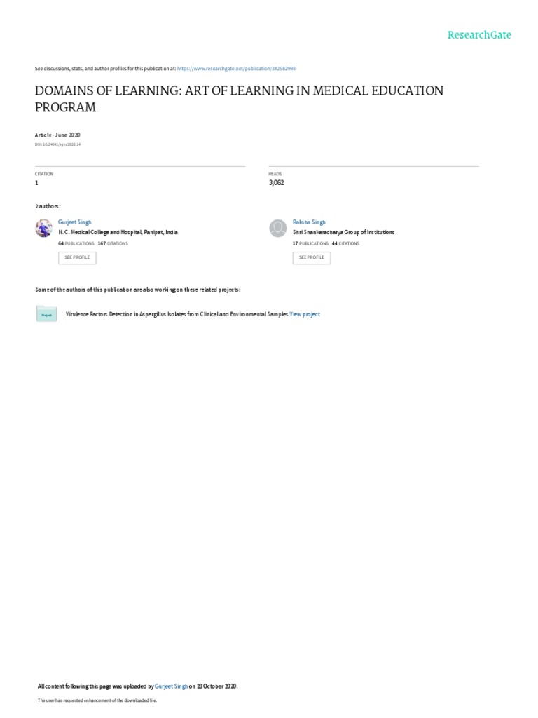 Learning Domains in Medical Education | PDF | Learning | Cognition