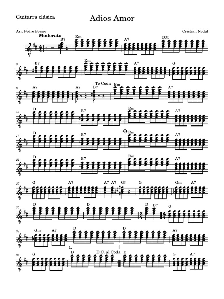 Adios Amor Guitar Chords and Notes | PDF