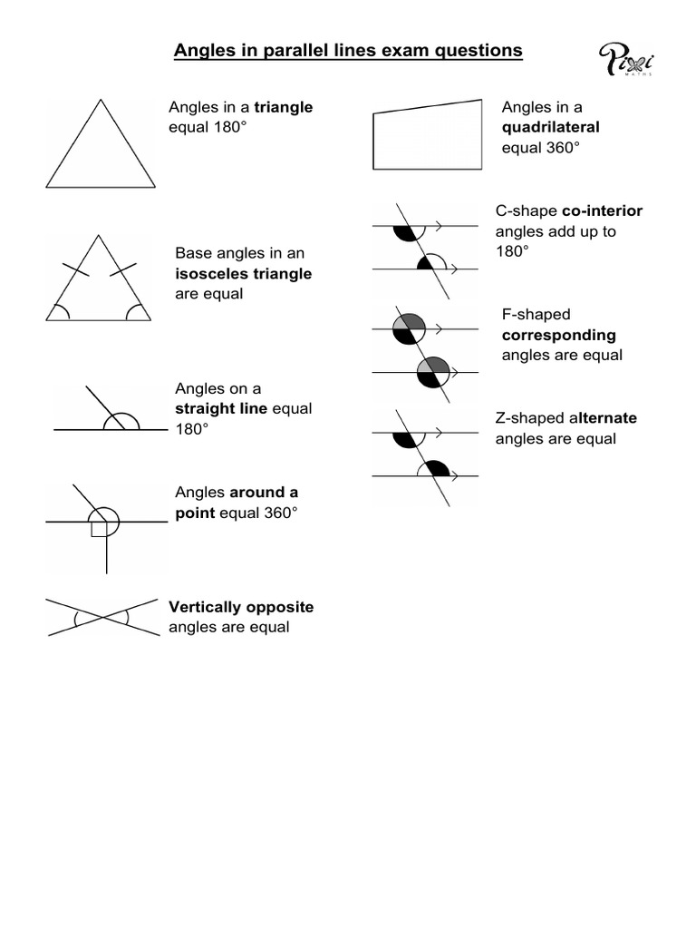 Angles in Parallel Lines Exam Questions | PDF | Elementary Geometry ...