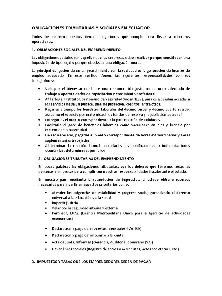 Obligaciones Laborales y Tributarias en Ecuador | PDF | Impuestos | Salario