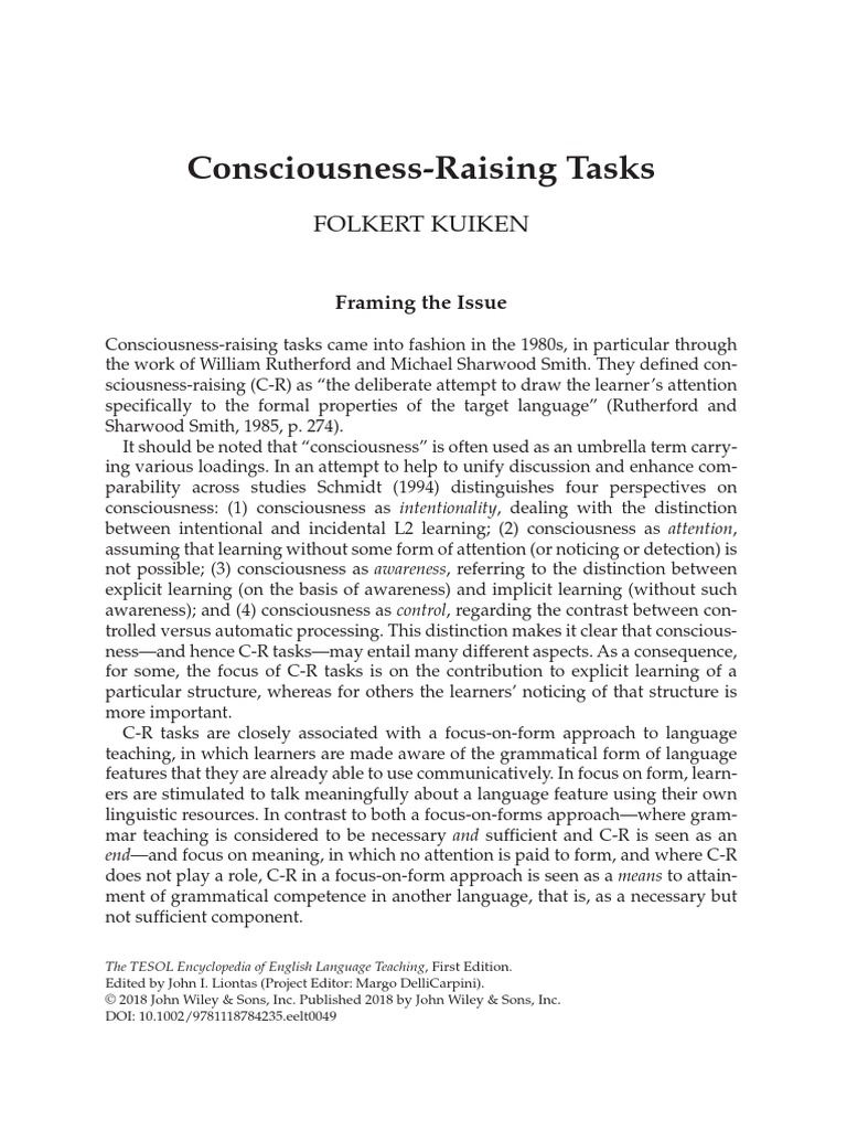 Understanding Consciousness-Raising Tasks | PDF | Second Language ...