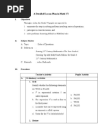 A Detailed Lesson Plan in Math VI (Order of Operations)