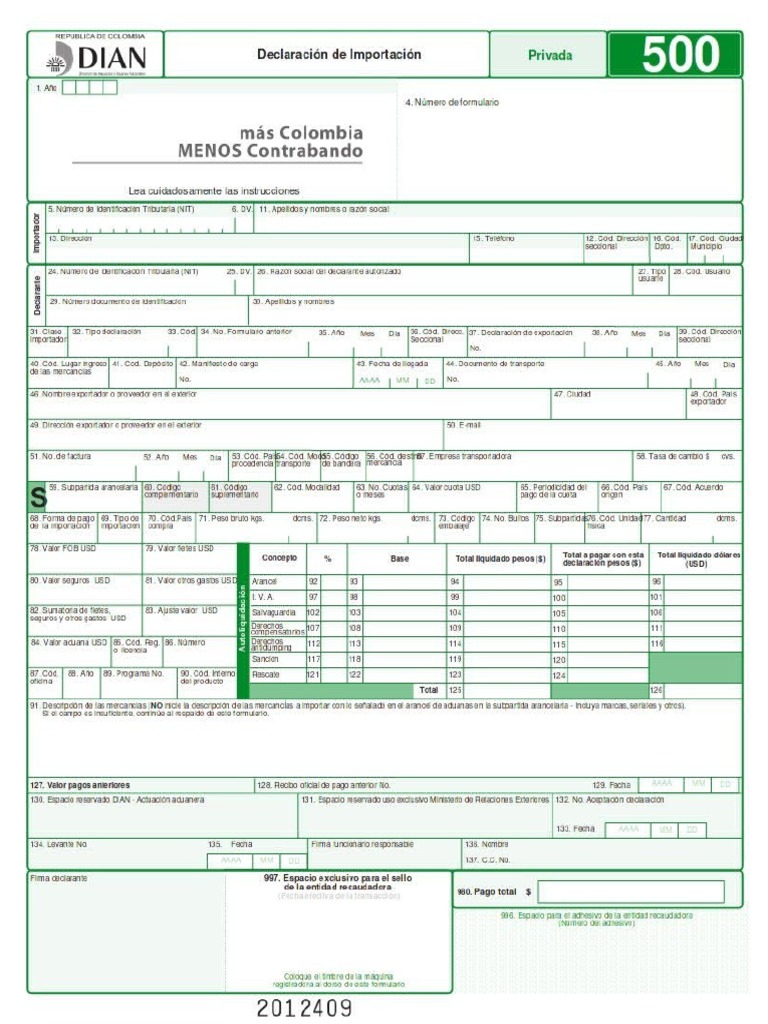 Declaración De Importación Pdf