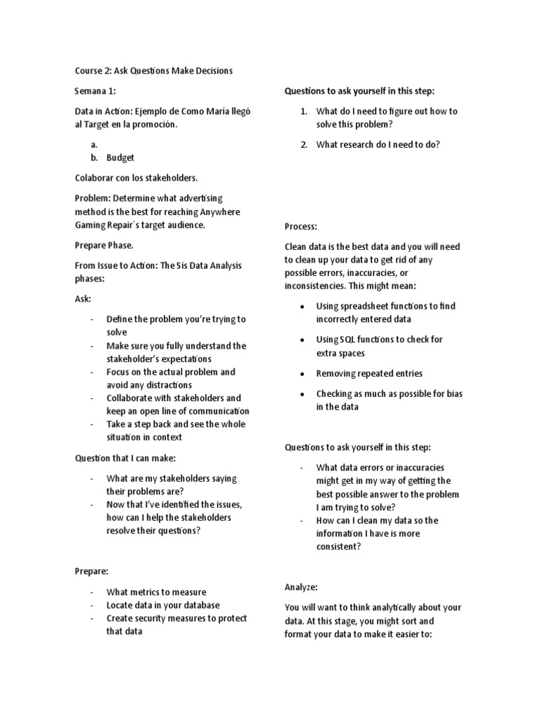 Course 2 Ask-Questions-Make-Decisions | PDF | Microsoft Excel | Spreadsheet