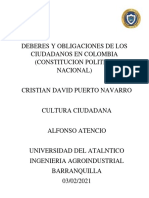 Deberes y Obligaciones de Los Ciudadanos en Colombia (-Constitucion Politica Nacional-)