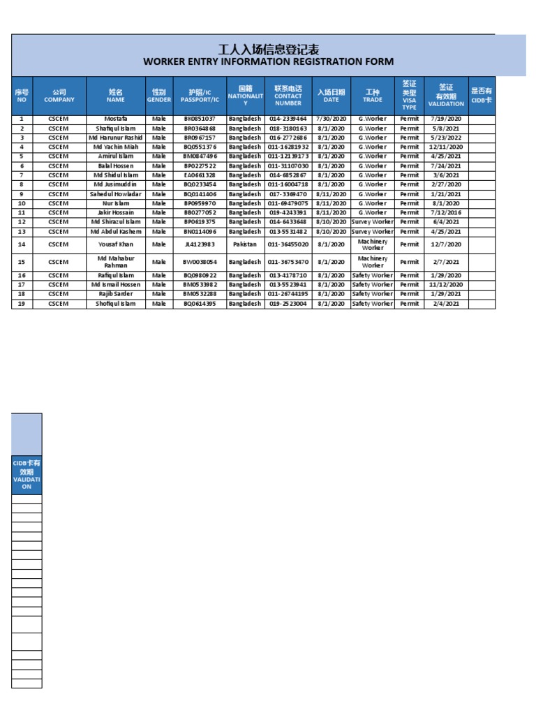 Worker Registration Information Form | PDF | Bangladesh | Government ...