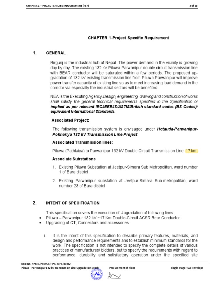 Chapter 1 project specific requirement pdf electrical substation