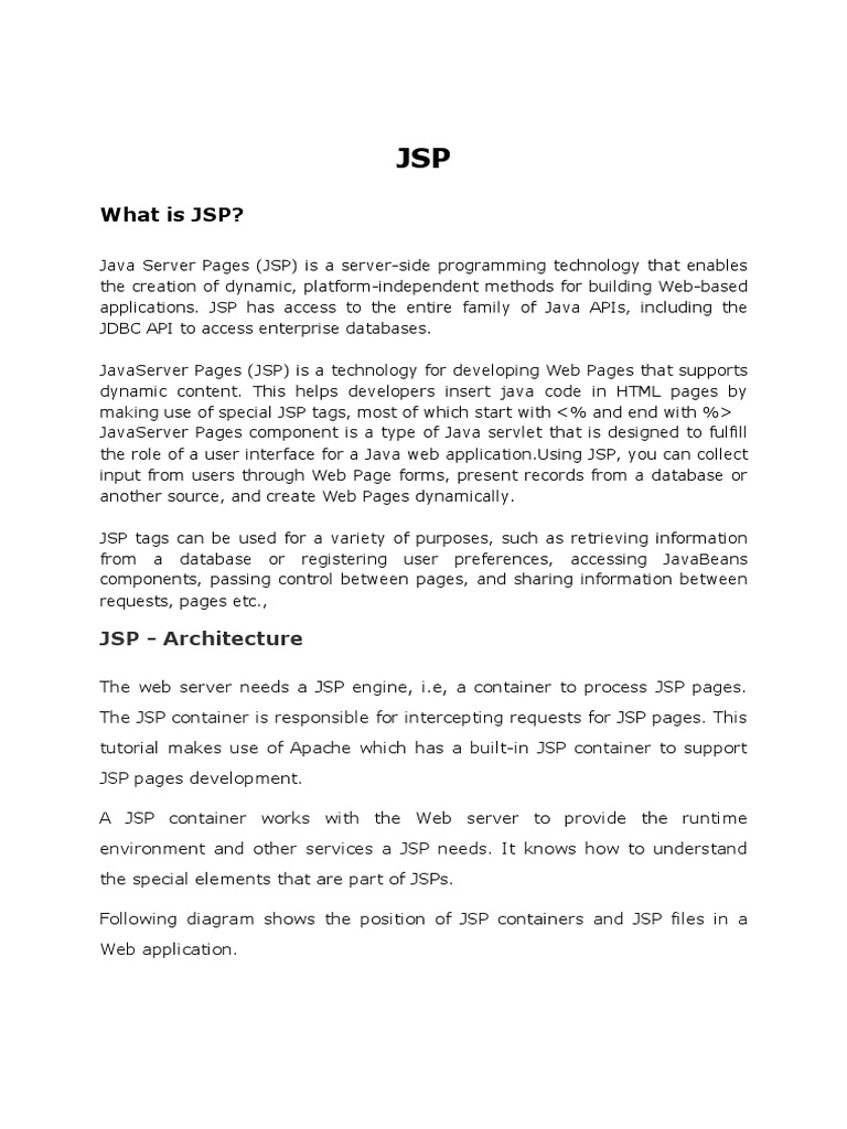 What Is JSP? | PDF | World Wide Web | Internet & Web