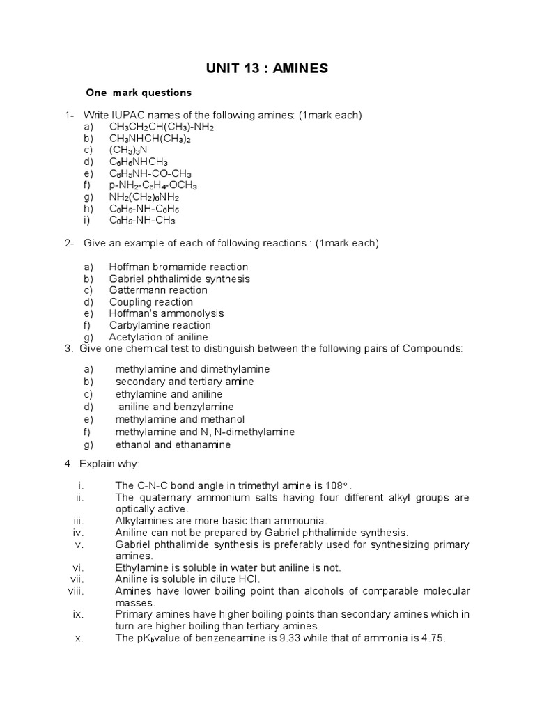 Distinguishing Tests for Amines | PDF | Amine | Chemistry