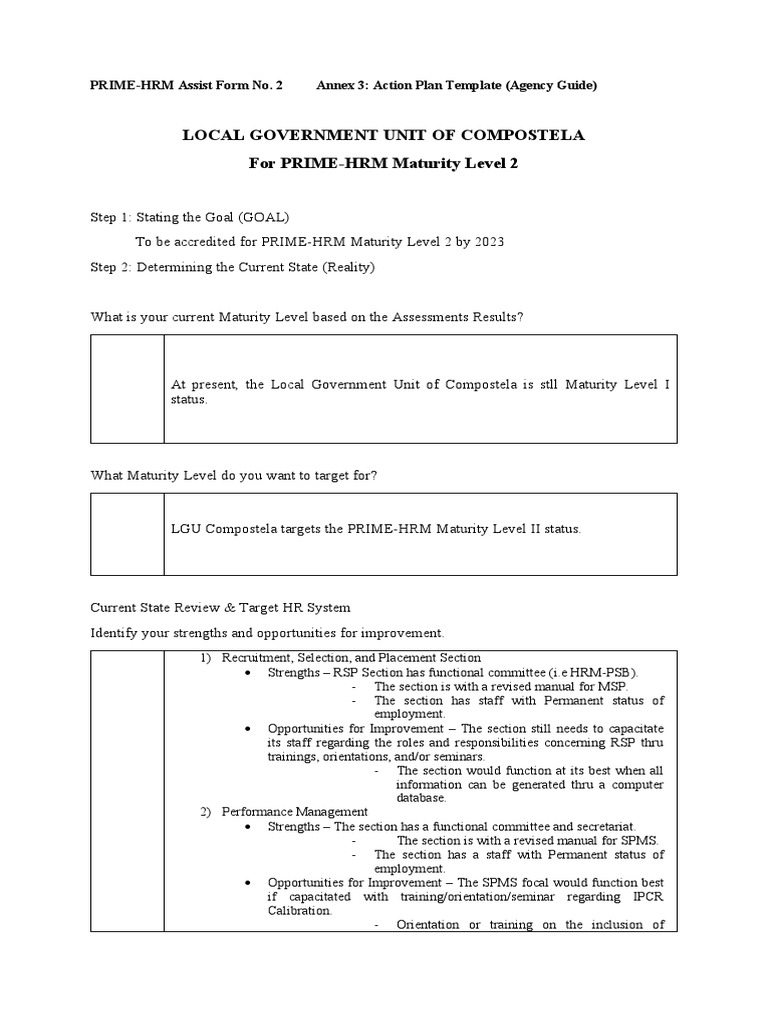 HR Action Plan for PRIME-HRM Level 2 | PDF | Premenstrual Syndrome ...