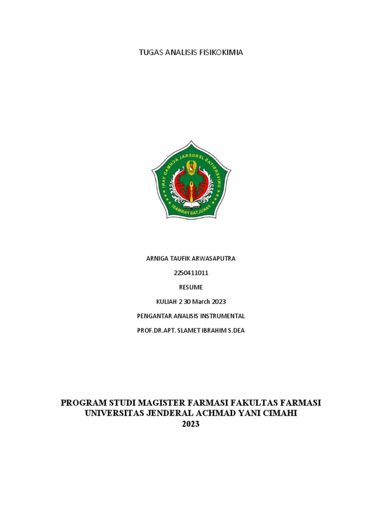 Analisis Fisiko-Kimia dalam Farmasi | PDF
