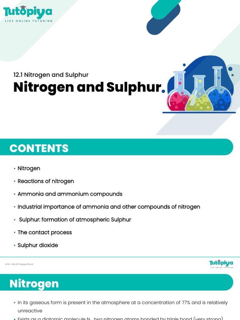 12 Nitrogen and Sulphur | PDF | Nitrogen | Ammonia