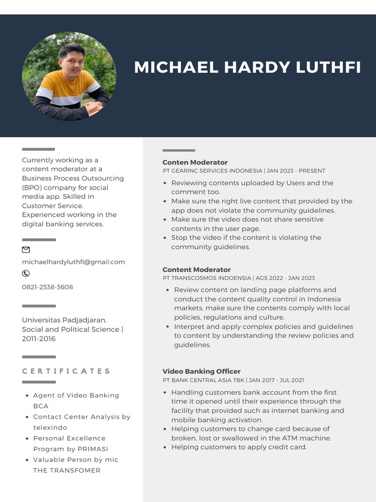 Social Media Content Moderator Profile | PDF