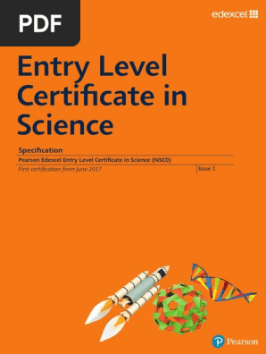 Specification Entry Level Certificate in Science 2016