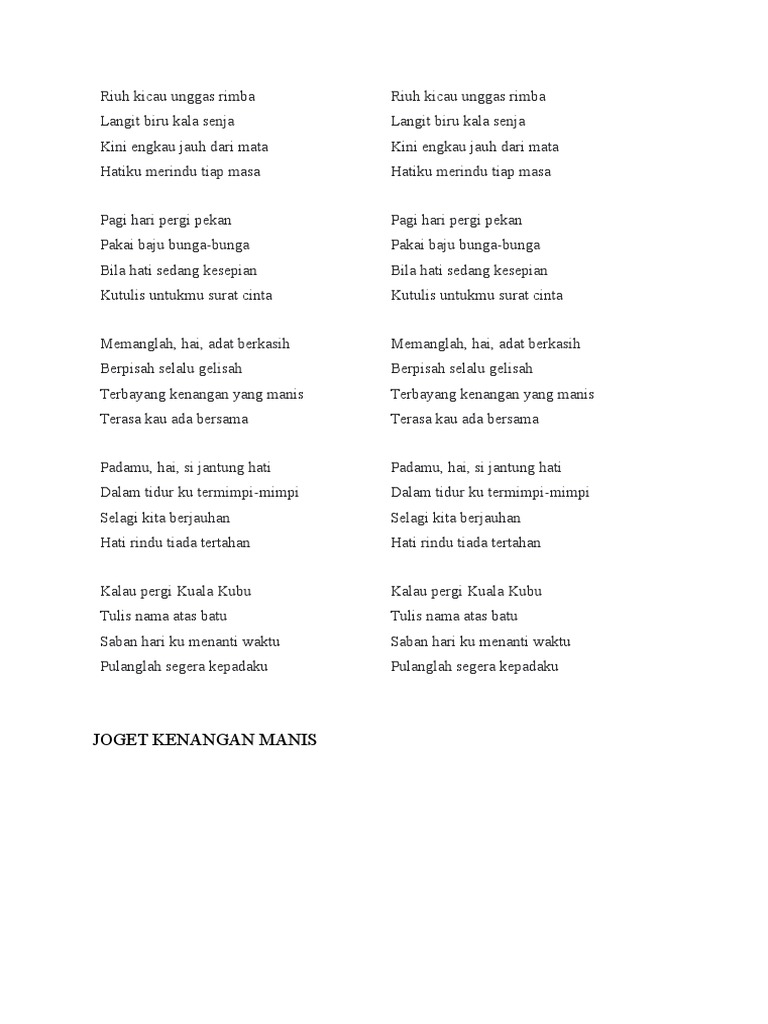Lirik joget kenangan manis pdf