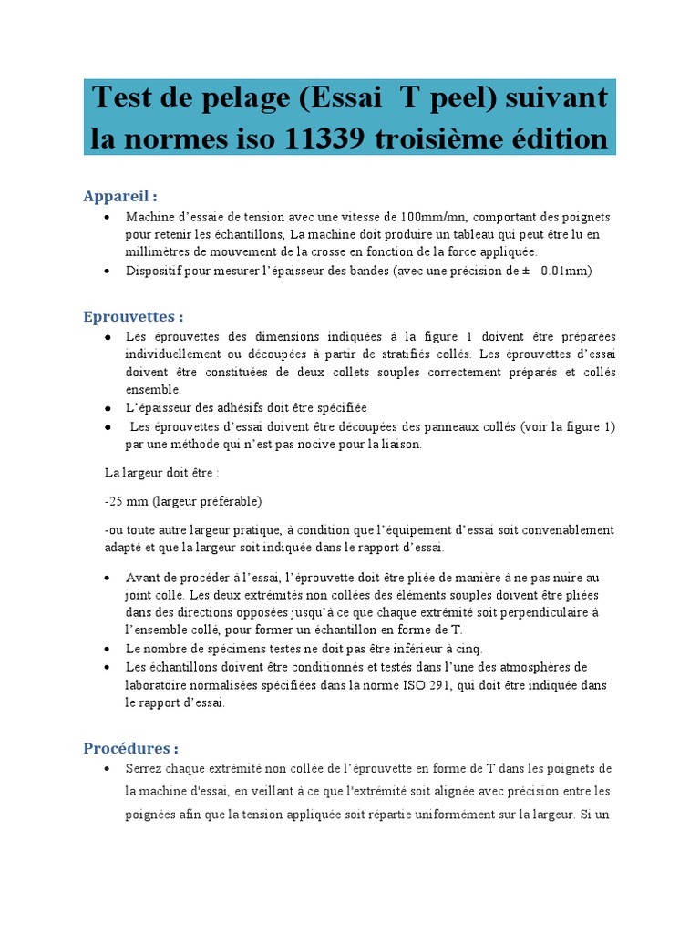 Essai de pelage selon ISO 11339 | PDF | Atmosphère de la Terre ...