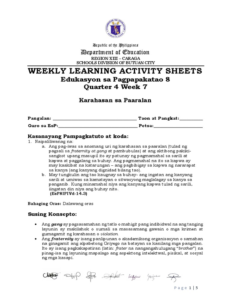 W7 Q4 Karahasan Sa Paaralan | PDF