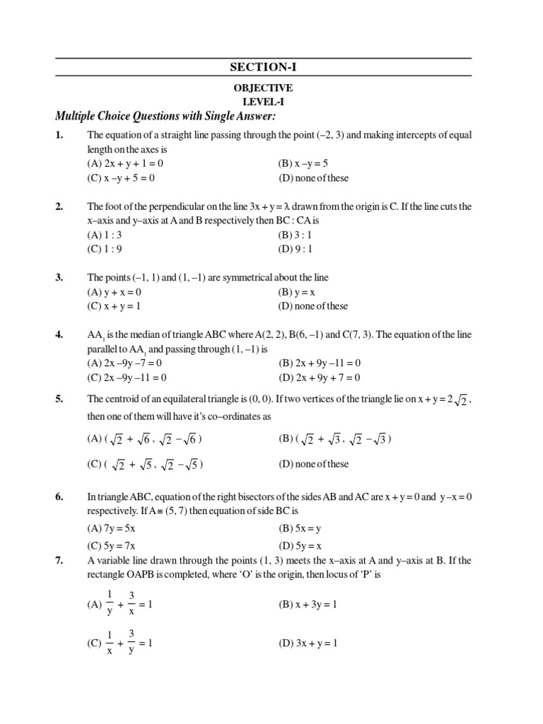 Straight Lines-03 - Exercise | PDF | Triangle | Line (Geometry)