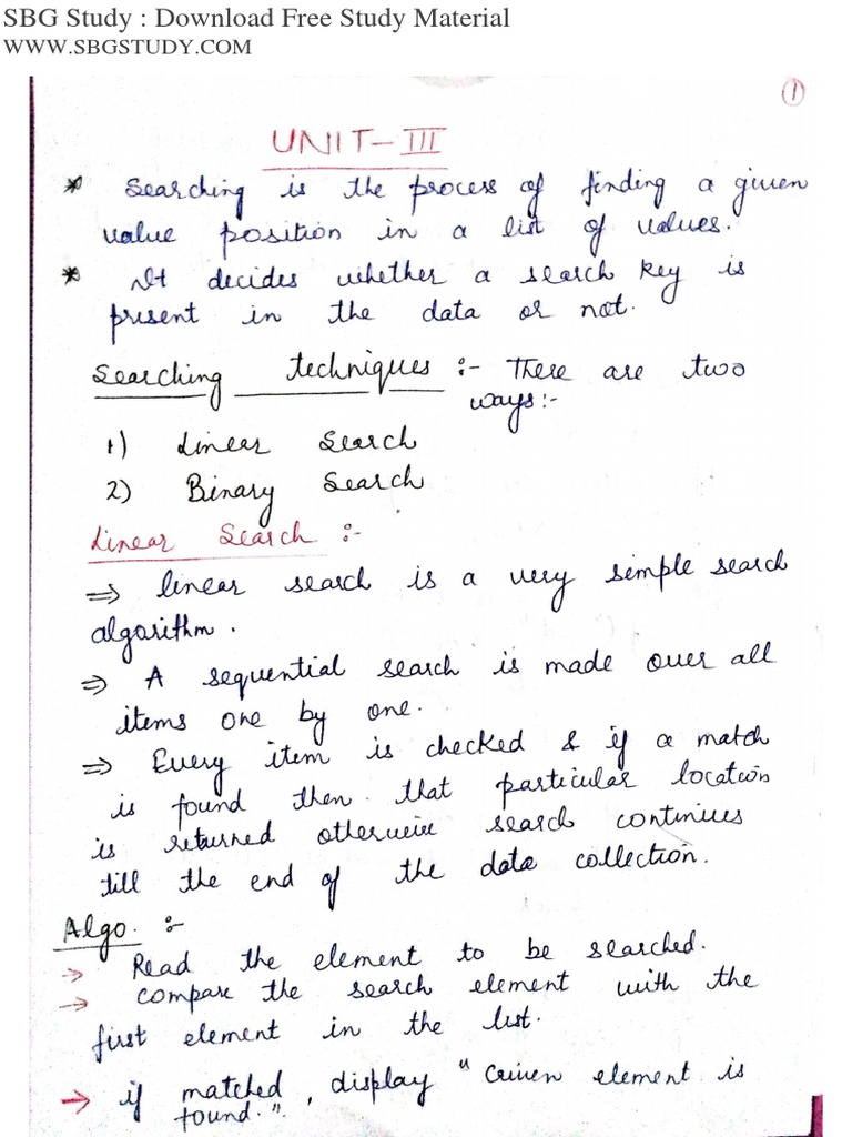 Data Structure Searching and Sorting Notes | PDF