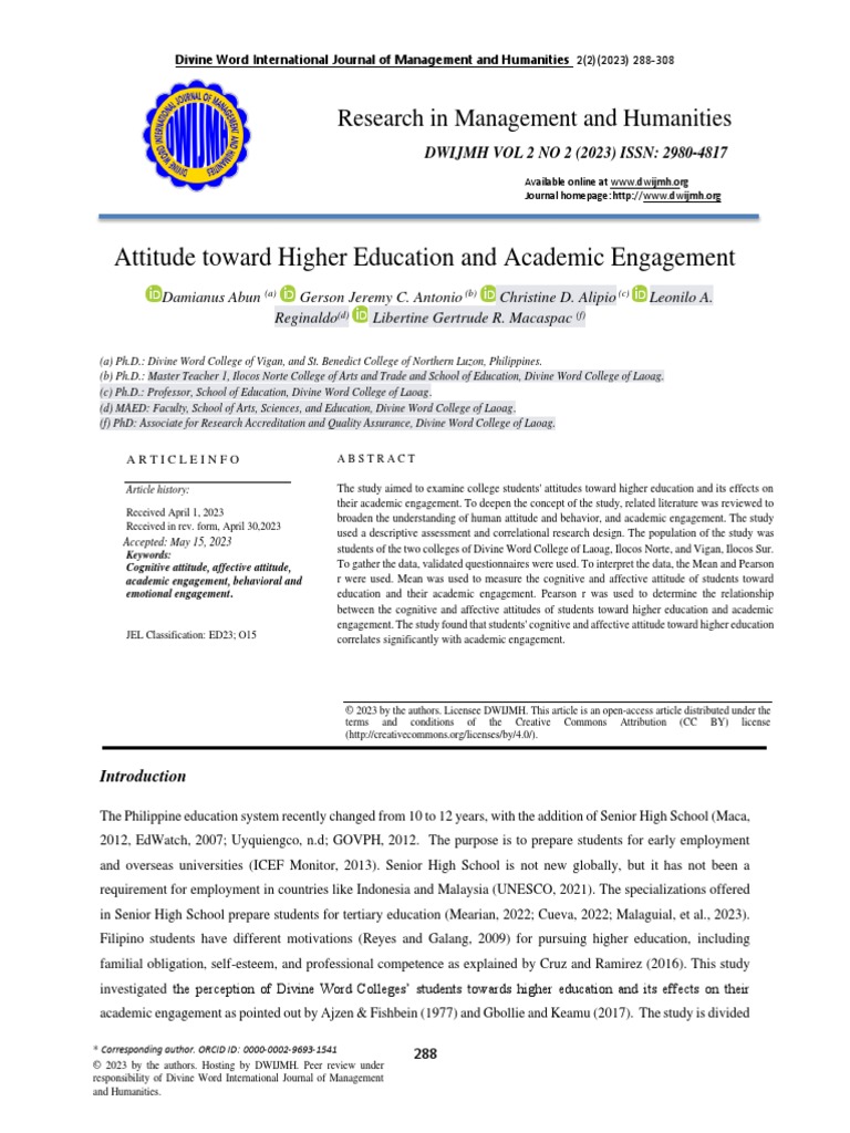 Attitudes Toward Higher Education Impact | PDF | Attitude (Psychology ...