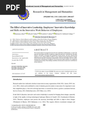 The Effect of Innovative Leadership, Employees’ Innovative Knowledge and Skills on the Innovative Work Behavior of Employees