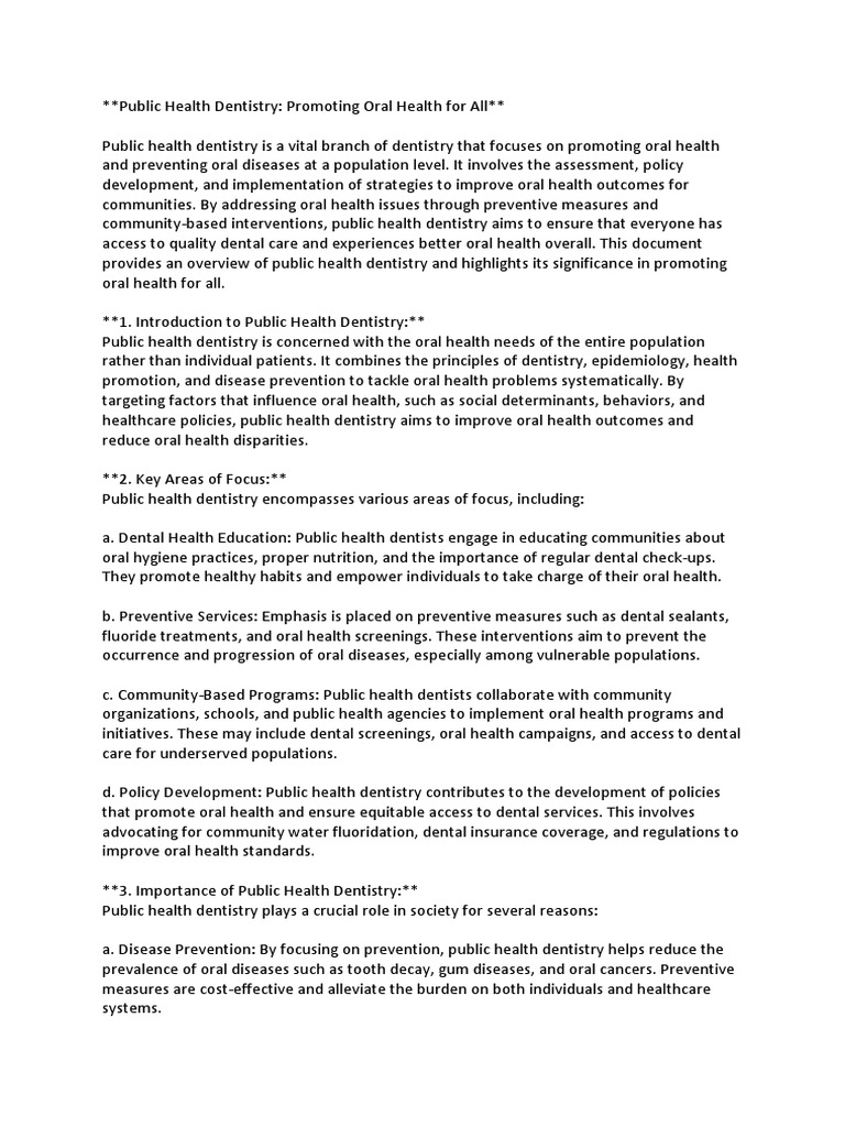 Public Health Dentistry | PDF | Dentistry | Public Health