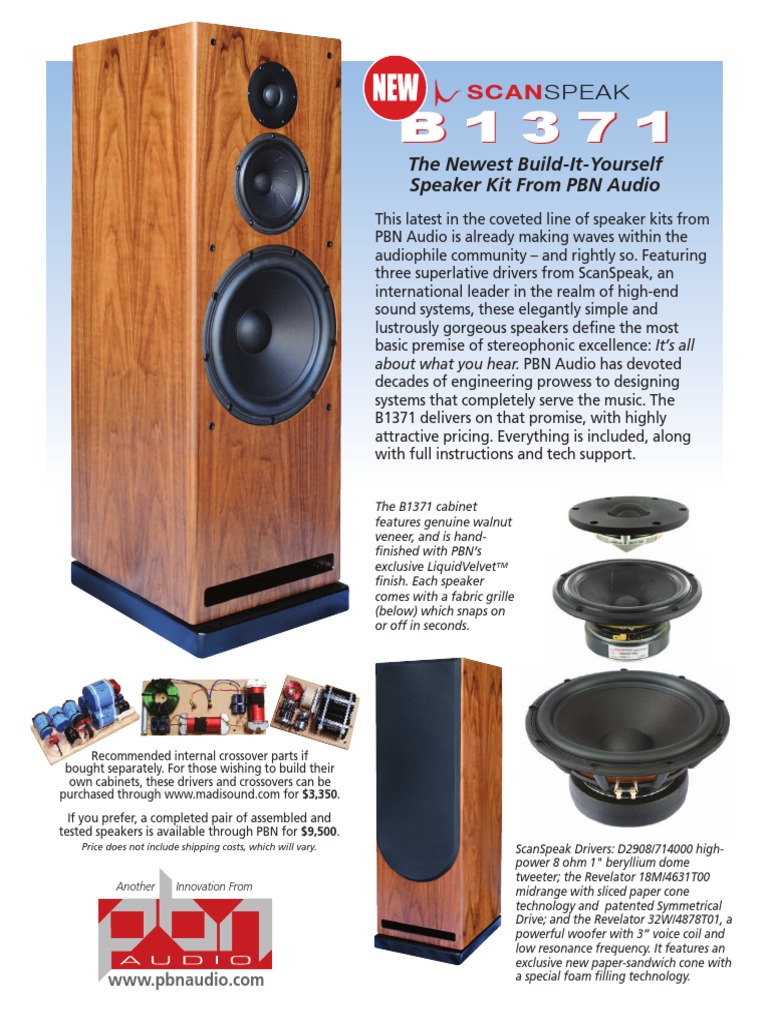 ScanSpeak B1371 Kit | PDF | Loudspeaker | Audio Electronics