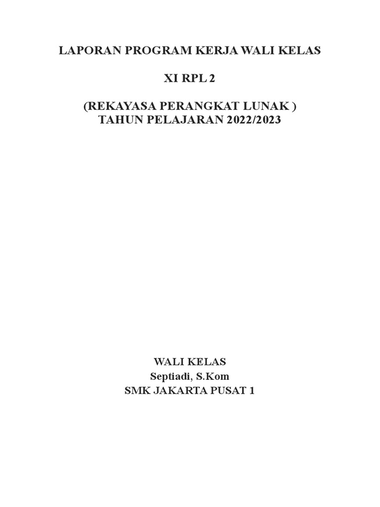 Program Kerja Wali Kelas XI RPL 2 | PDF | Karier & Perkembangan