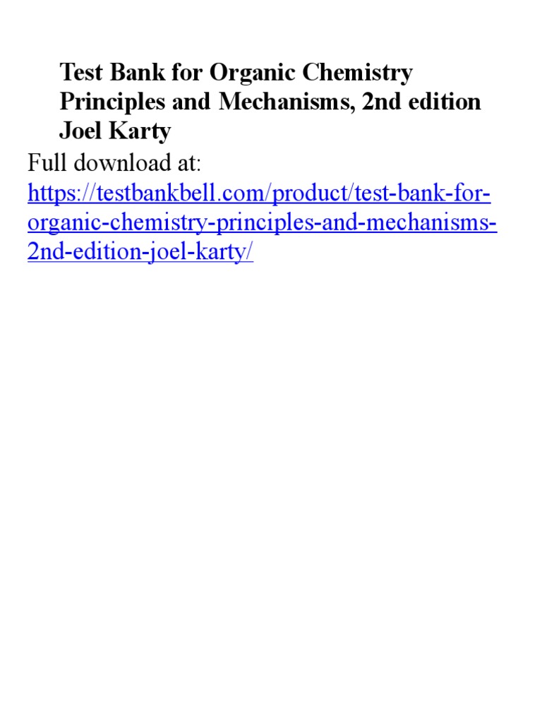 Organic Chemistry Principles and Mechanisms 2nd Edition Joel Karty
