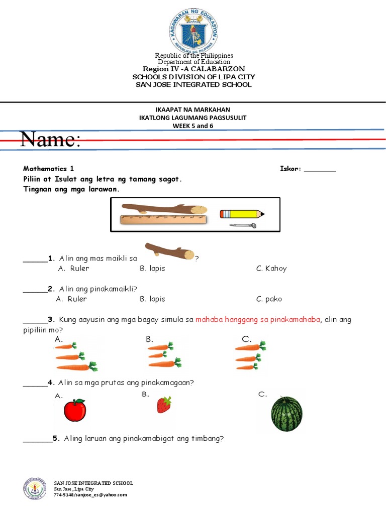 Summative test q4 week 5 6 by subjects pdf