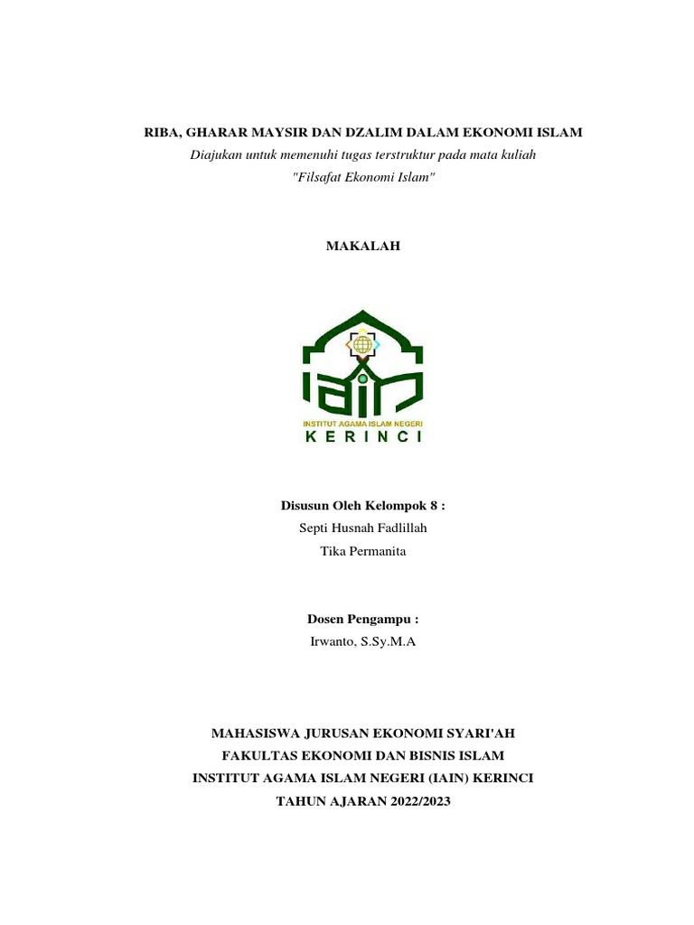 Riba dan Gharar dalam Ekonomi Islam | PDF