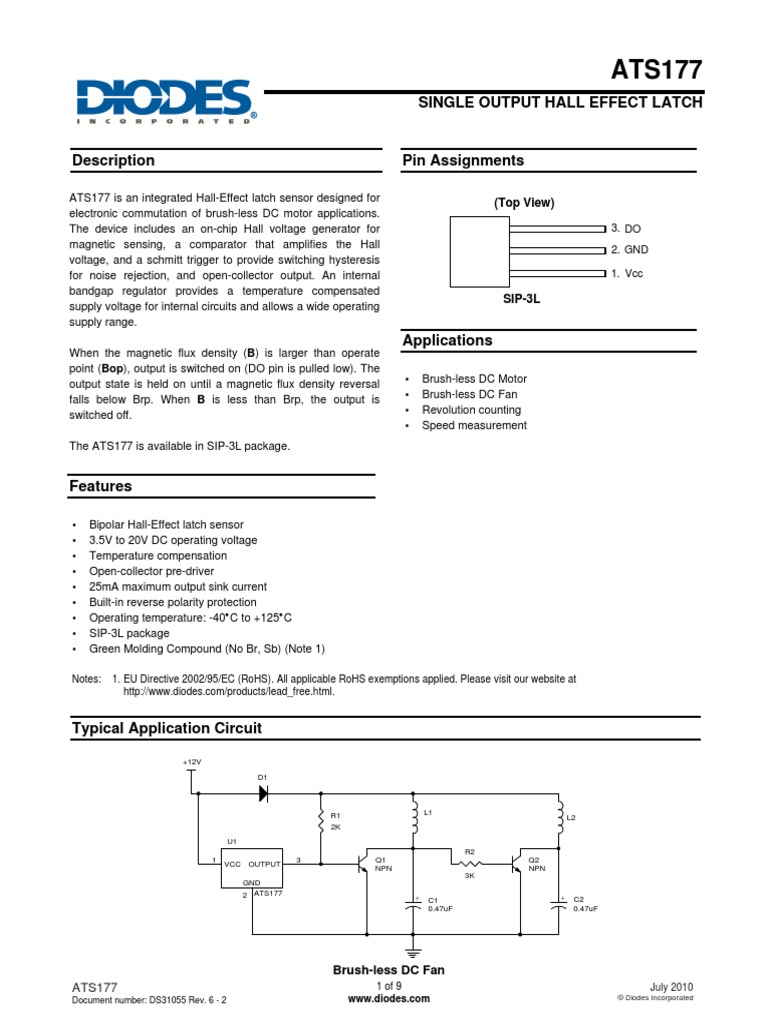 ATS177 Hall Effect Latch Datasheet | PDF | Electrical Engineering ...