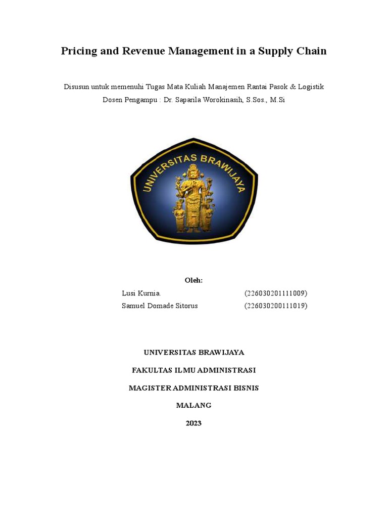 Pricing and Revenue Management in A Supply Chain | PDF