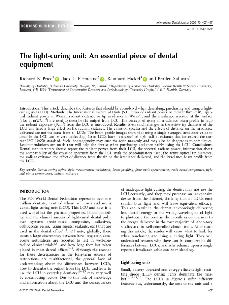 The Light-Curing Unit: An Essential Piece of Dental Equipment | PDF ...