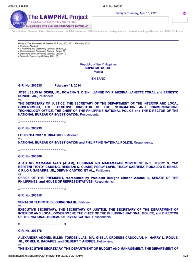 Disini vs sec of justice pdf
