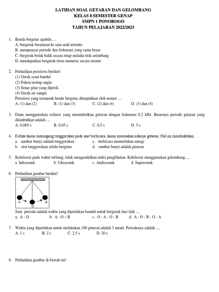 Latihan Soal Getaran Gelombang Kelas 8 Pdf