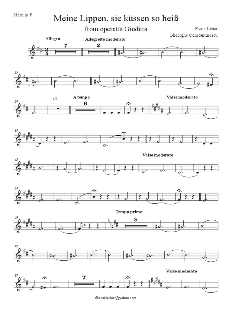 Giuditta Cvintet - Horn in F | PDF | Notation | Arts du spectacle