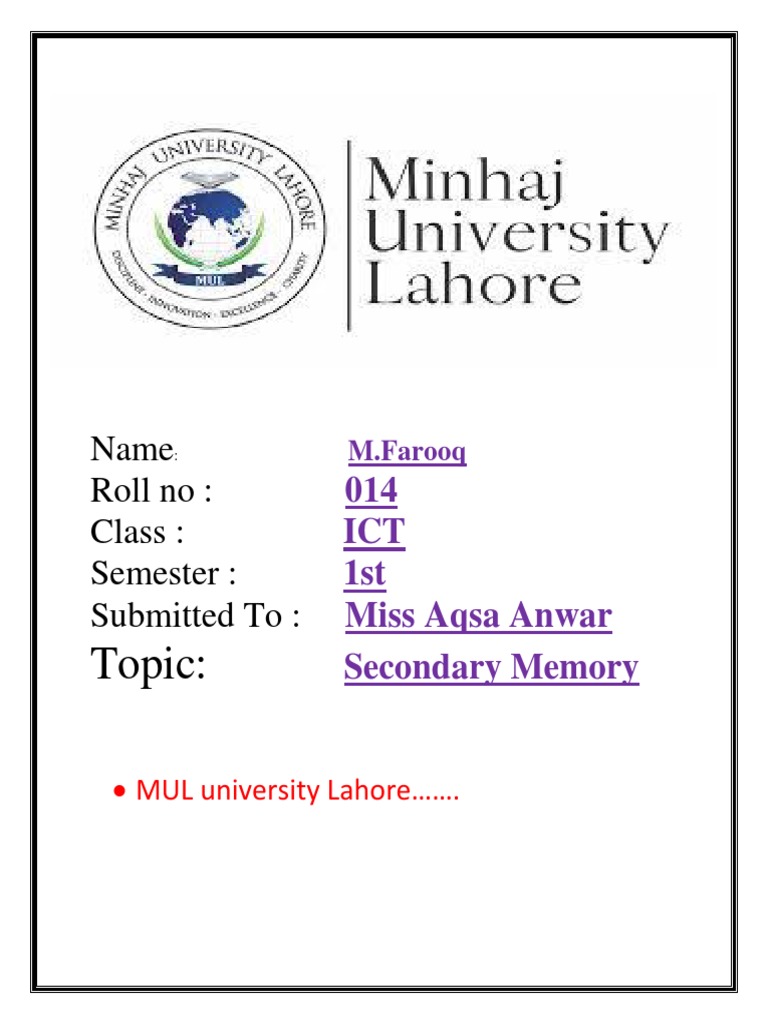Secondary Memory PDF Computer Data Storage Floppy Disk