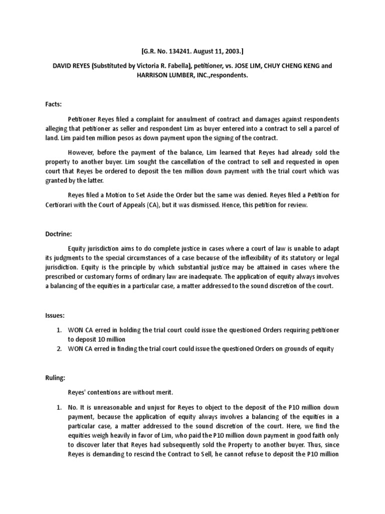 Reyes V. Almanzor Case Digest