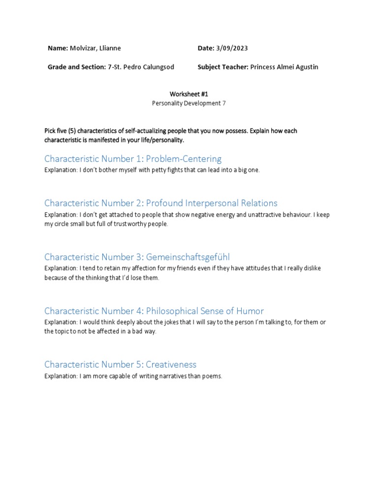 Characteristic Number 1 ProblemCentering PDF